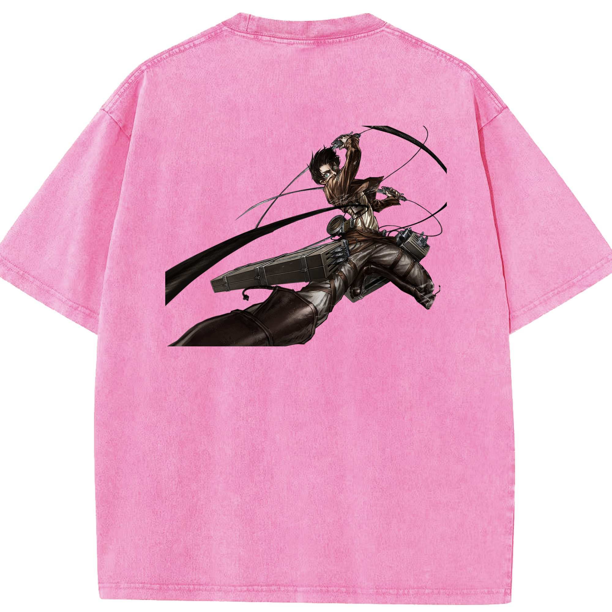 （画像用） 進撃の巨人 エレン･イェーガー Attack on Titan Eren Jäger 綿100% ヴィンテージ風 半袖Tシャツ（背面プリント）